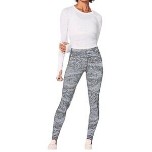 LULULEMON Stop Drop and Squat Leggings Area Ice Grey Size 2